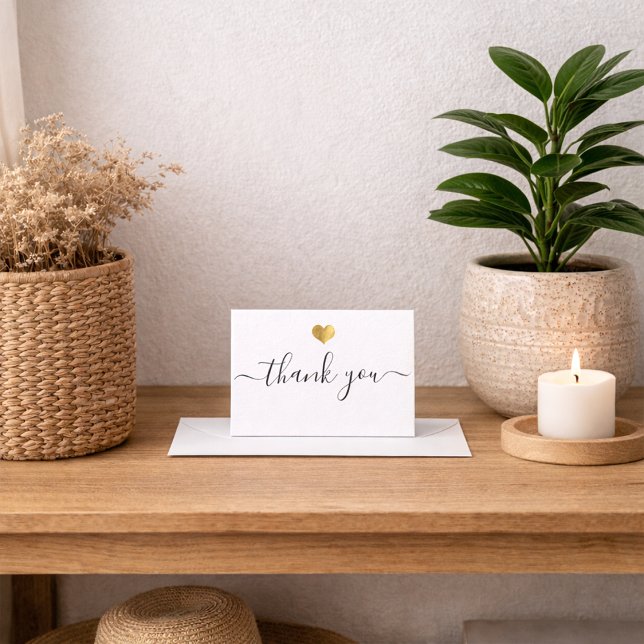 Invitation Modern Gold Heart Thank You Script (Créateur téléchargé)