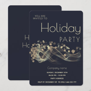 Invitation Modern Gold ondulée bokeh entreprise Fête de vacan