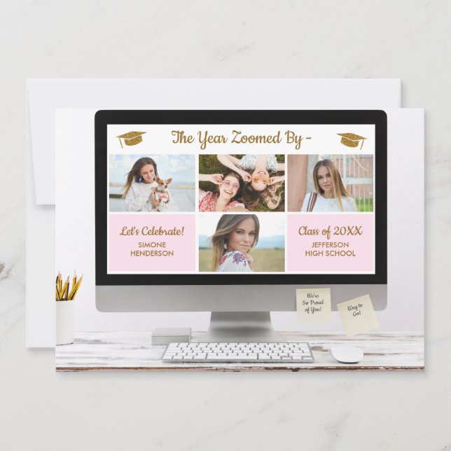 Invitation Modern Grad Photo Collage Funny Graduation Party (Devant)