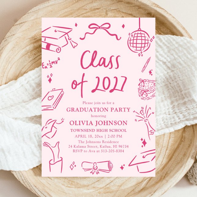 Invitation Modern Hand Drawn Class of 2027 Graduation Party (Modern Hand Drawn Class of 2027 Graduation Party Invitation)