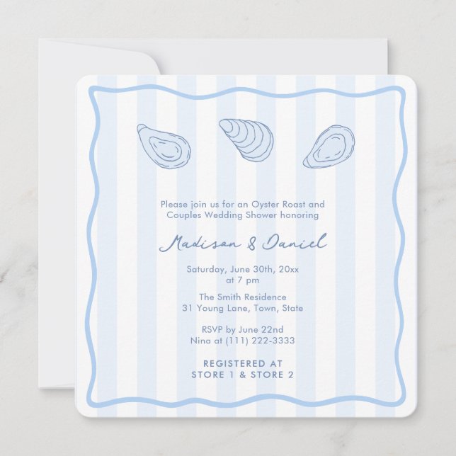 Invitation Modern Handwritten Oyster Roast Coed Bridal Shower (Devant)