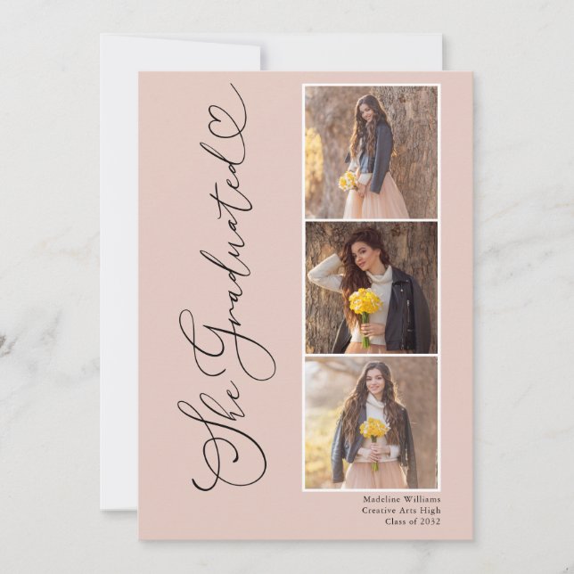 Invitation Modern Heart Four Photo Graduation Party (Devant)