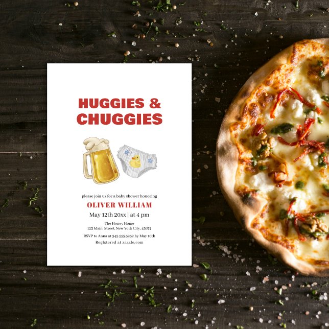 Invitation Modern Huggies Chuggies Beer & Diaper Baby Shower (Modern Huggies Chuggies Beer & Diaper Baby Shower Invitation)