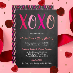 Invitation Modern Hugs & Kisses (XOXO) Saint-Valentin