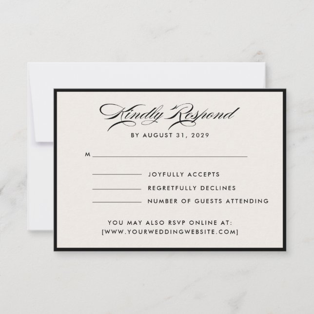 Invitation Modern Ivory Script RSVP Card (Devant)