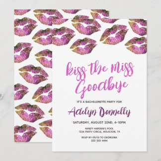 Invitation Modern Kiss The Miss Goodbye Bachelorette