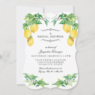Invitation Modern Lemon Citrus Floral Elegant Bridal Shower