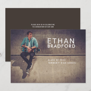 Invitation Modern Man Stylish Photo Graduation Party