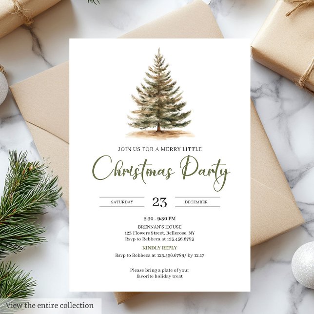 Invitation Modern Minimal Sage Beige Christmas Party  (Modern Minimal Sage Beige Christmas Party)