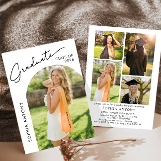 Invitation Modern Minimalist Arch Photo Graduation Party