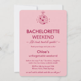 Invitation Modern Minimalist Bachelorette Weekend | Pink 
