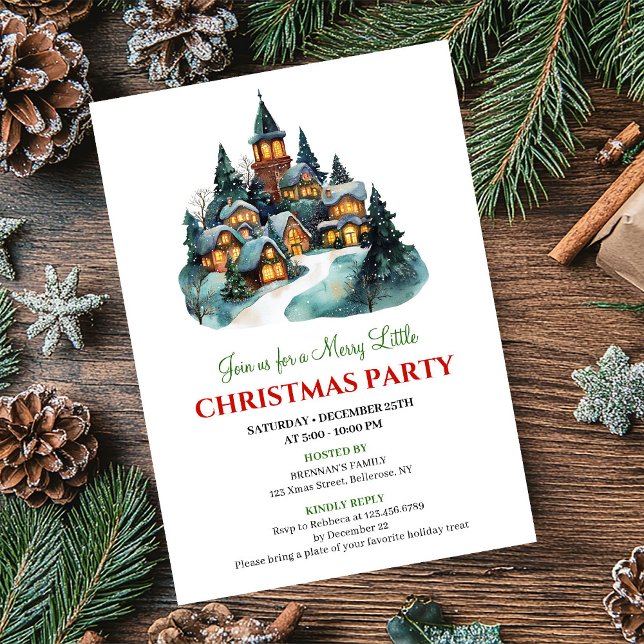 Invitation Modern minimalist Christmas scene holiday invites (Modern minimalist Christmas scene holiday invitation)