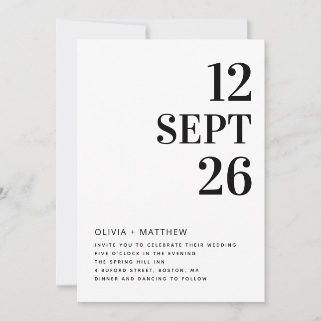 Invitation Modern Minimalist Clean Wedding | Photo & QR Code (Devant)
