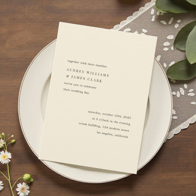 Invitation Modern Minimalist Elegant Simple Cream Wedding (Créateur téléchargé)