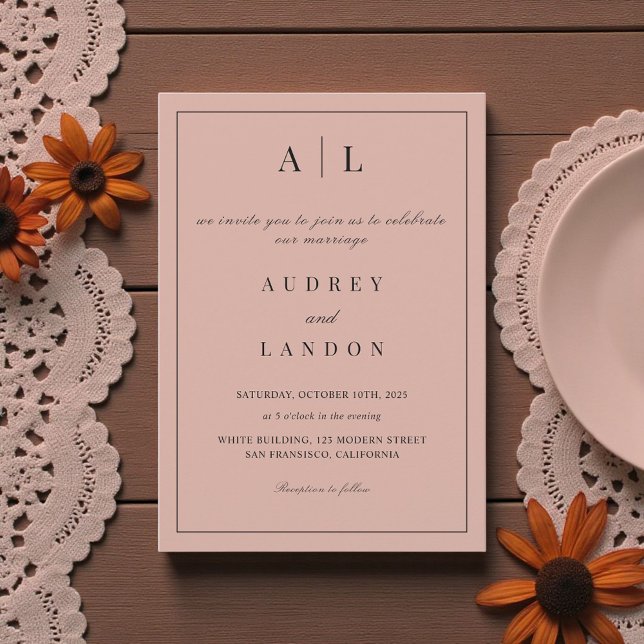 Invitation Modern Minimalist Elegant Simple Rosy Wedding (Créateur téléchargé)