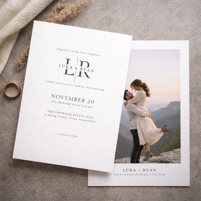 Invitation Modern Minimalist Monogram Photo Wedding (Créateur téléchargé)