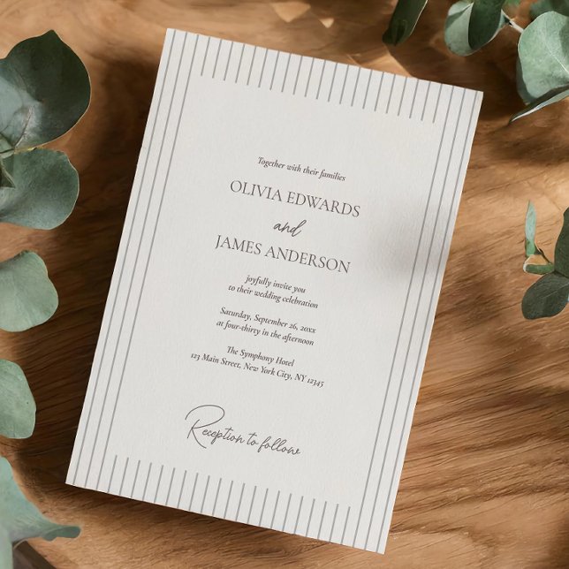 Invitation Modern Minimalist Pinstripe Wedding (Créateur téléchargé)
