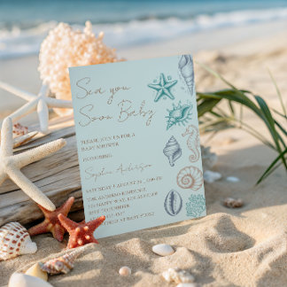 Invitation Modern Minimalist Sea You Soon Baby Baby Shower