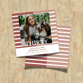 Invitation Modern Minimalist Striped 30th Birthday Square