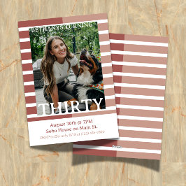 Invitation Modern Minimalist Striped Thirtieth Birthday Photo
