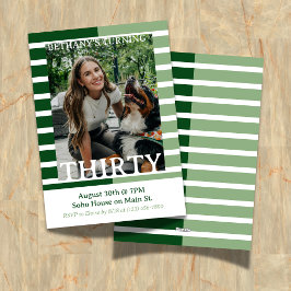 Invitation Modern Minimalist Striped Thirtieth Birthday Photo