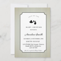 Modern & Minimalist Stripes Stork Baby Shower 