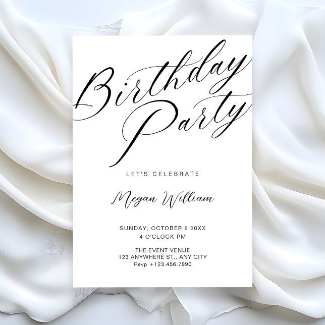 Invitation Modern minimalist white birthday  (Créateur téléchargé)