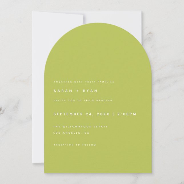 Invitation Modern Minimalistic Lime Green Arch Wedding (Devant)