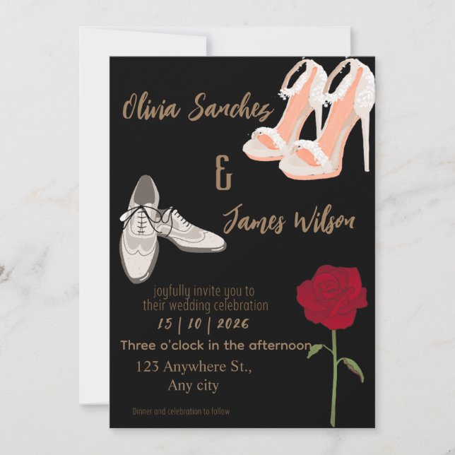 Invitation Modern Mr and Mrs wedding gold (Devant)