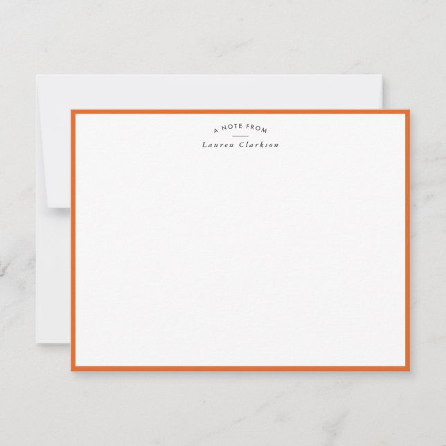 Invitation Modern Orange Border Personalized Note Card (Devant)
