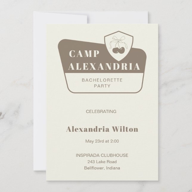 Invitation Modern Park Camping Bachelorette Party (Devant)