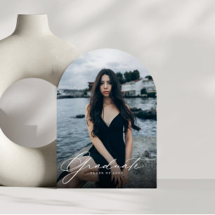 Invitation Modern Photo Collage QR code Graduation Party