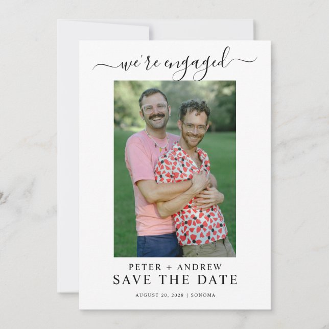 Invitation Modern Photo Gay Wedding Save The Date (Devant)