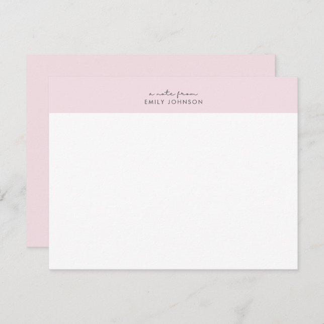 Invitation Modern pink and white a note from flat card (Devant / Derrière)