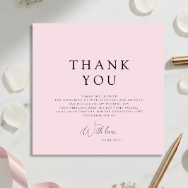 Invitation Modern Pink Bridal Shower Thank You Card