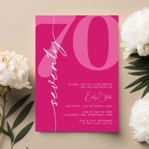 Invitation Modern Pink Soixante-dix-septième anniversaire