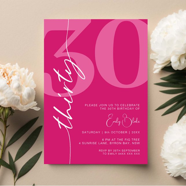 Invitation Modern Pink Trente-dixième fête d'anniversaire (Créateur téléchargé)