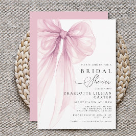 Invitation Modern Pink Watercolor Bow Bridal Shower