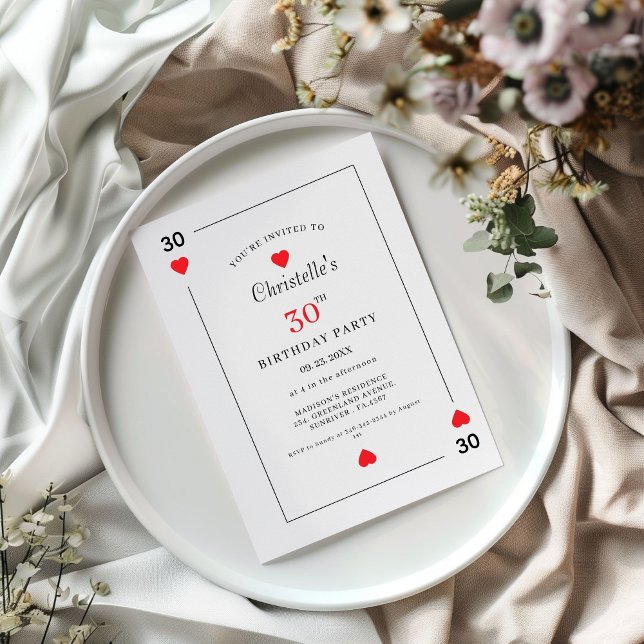Invitation Modern Playing Card Playing Card 30th Birthday (Créateur téléchargé)