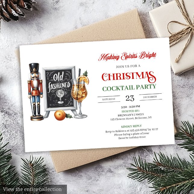 Invitation Modern printable Christmas cocktails party invite (Modern printable Christmas cocktails party invitation

)