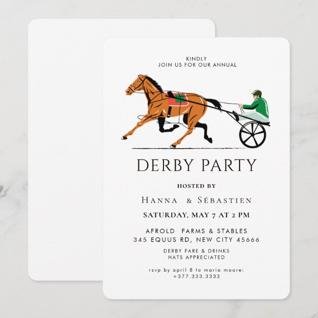 Invitation Modern Race Horse Derby Party Equestrian  (Devant / Derrière)