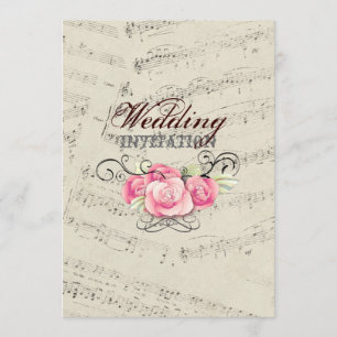 Invitation Modern Romantic Music note Mariage musical