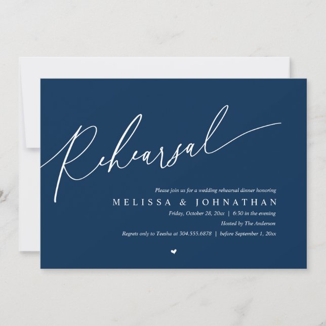 Invitation Modern Romantic Rehearsal Wedding Dinner Dancing (Devant)