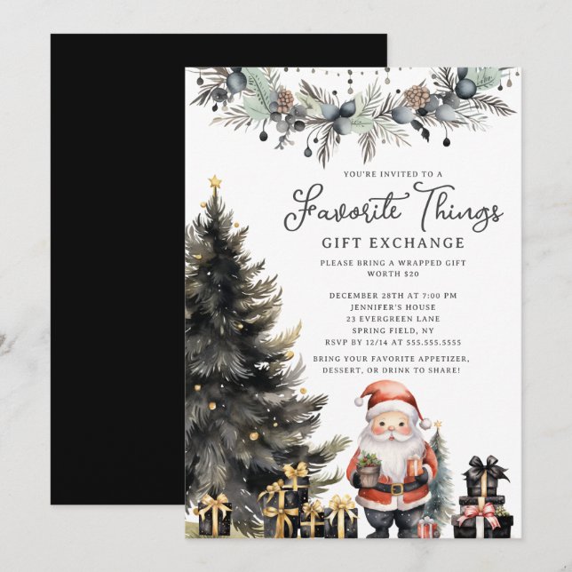 Invitation Modern Santa Favorite Things Invite (Devant / Derrière)