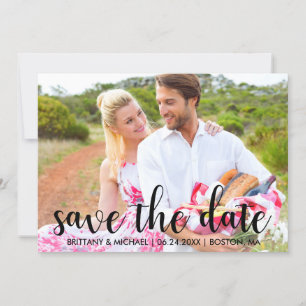 Invitation Modern Save the Date Fiançailles Couple Photo