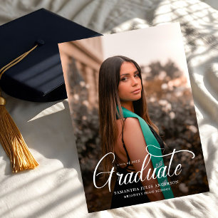 Invitation Modern Script 2 Photos Graduation Party