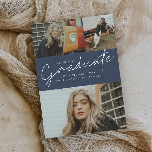 Invitation Modern Script 3 Photo Collage de photos fête de gr