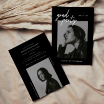Modern Script Black 2-Photo Graduation Party