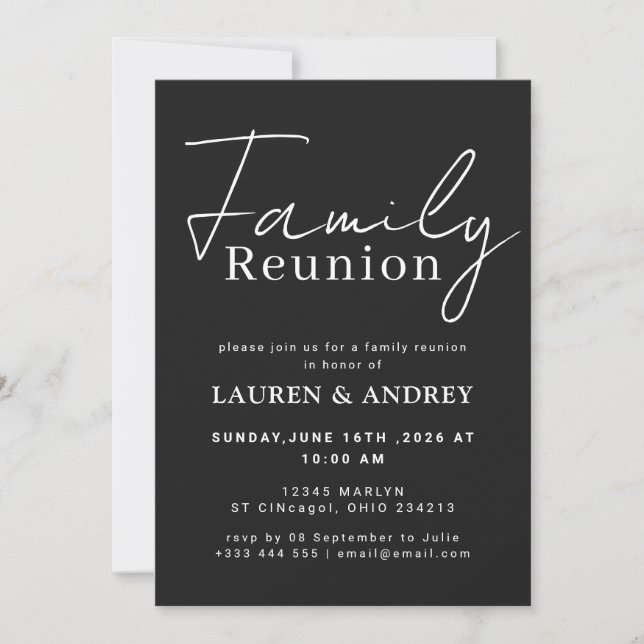 Invitation Modern Script Family Gathering Party (Devant)
