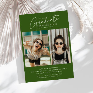 Invitation Modern Script Graduate 2 Photos Graduation Party